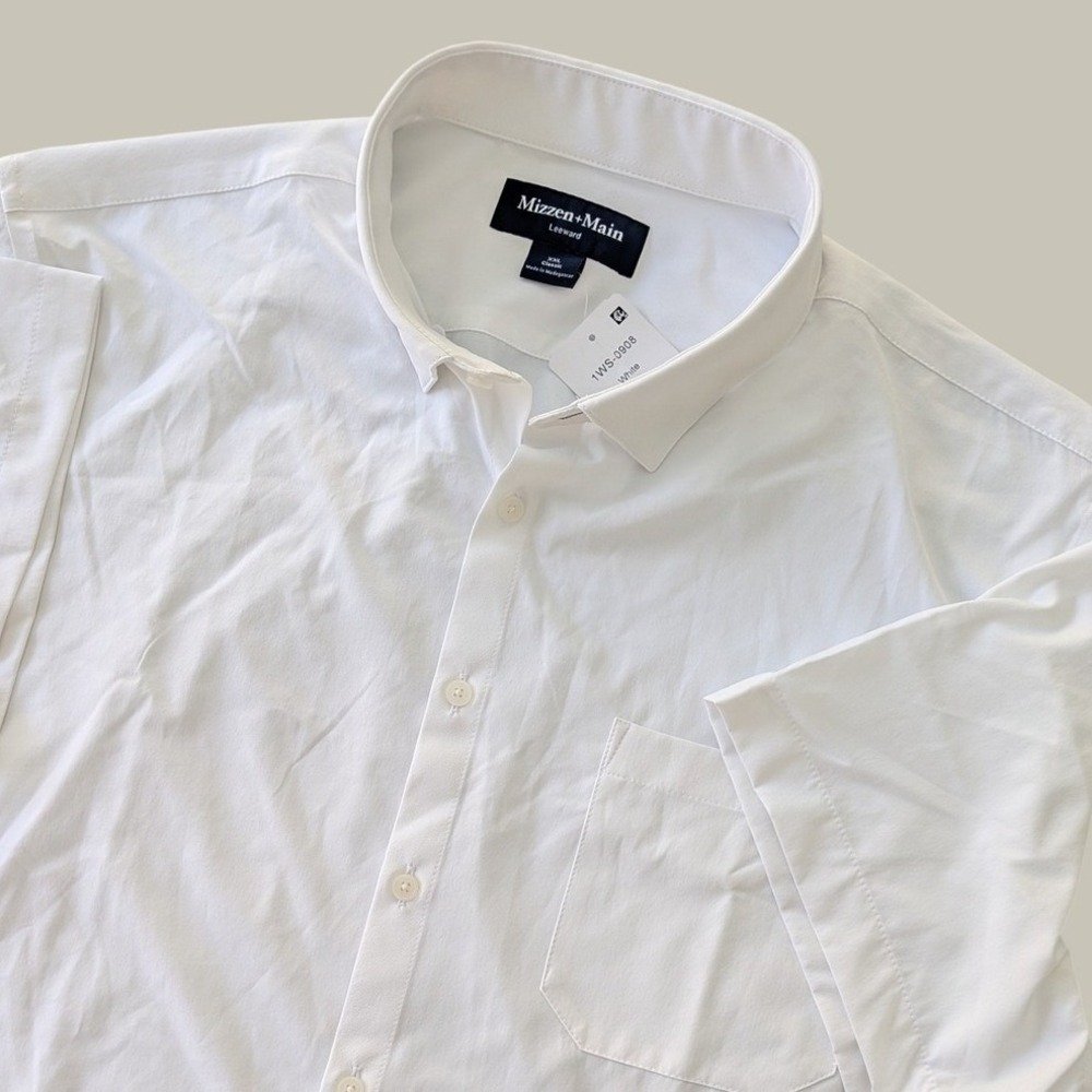 Mizzen+Main‎ Leeward Classic Shirt Mens XXL White Short Sleeve NWT Stretch